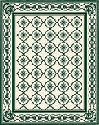 Emerald Green Floral Medallion Lattice Rug