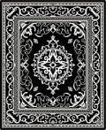 Black White Intricate Floral Medallion Rug