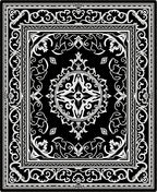 Black White Intricate Floral Medallion Rug