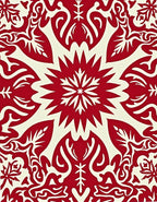 Bold Red Fiery Floral Radial Rug