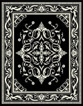 Black Cream Ornate Scrollwork Medallion Rug