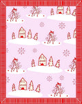 Whimsical Red Village Snowfall Rug