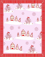Whimsical Red Village Snowfall Rug