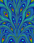 Vibrant Blue Emerald Peacock Feather Rug