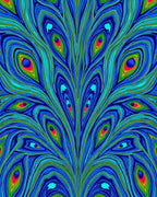 Vibrant Blue Emerald Peacock Feather Rug