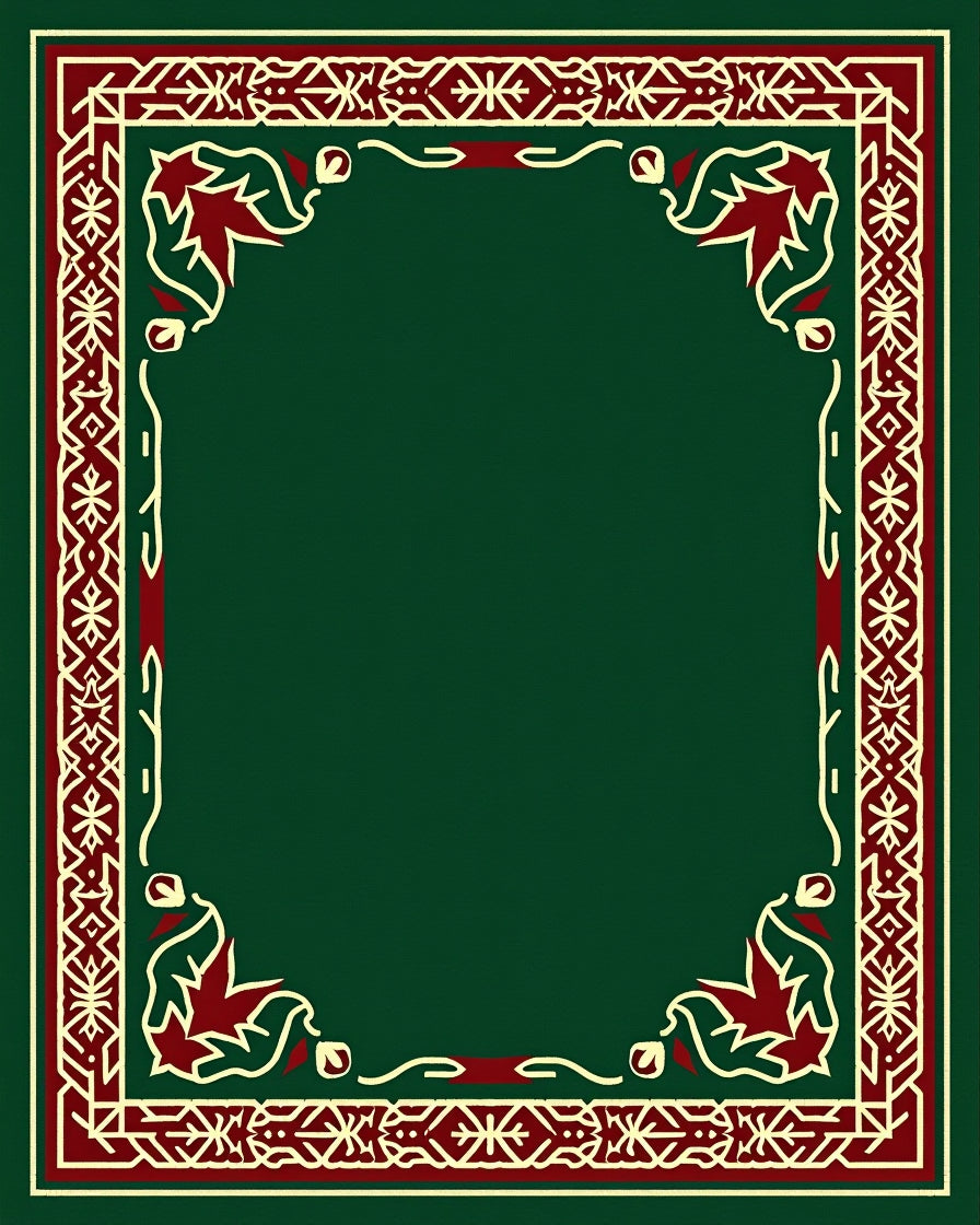 Crimson and Cream Arabesque Border Rug