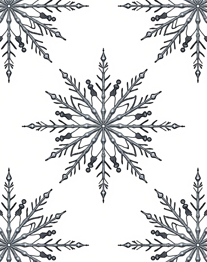 Silver Snowflake Repeating Ornament Rug