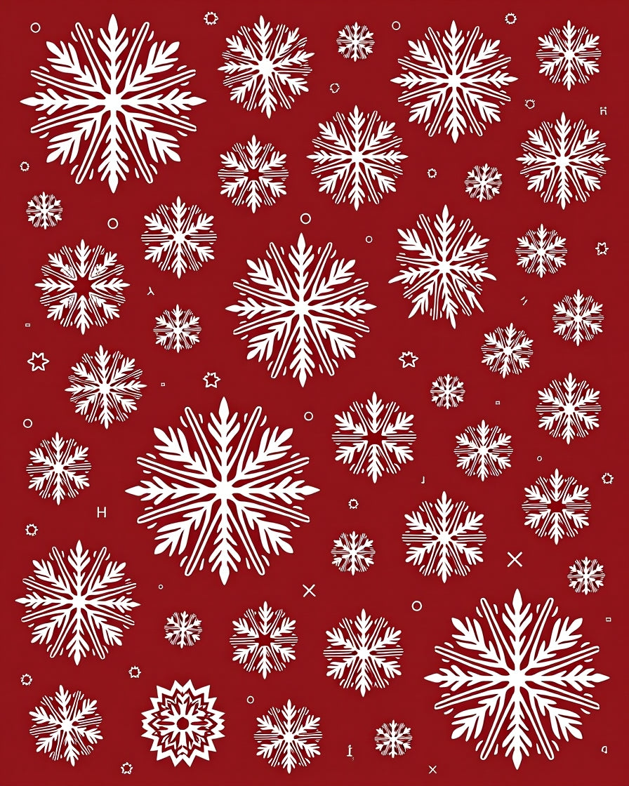 Crimson White Snowflake All Over Rug