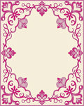 Ornate Pink Floral Scroll Frame Rug
