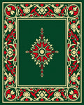 Emerald Red Floral Scroll Border Rug