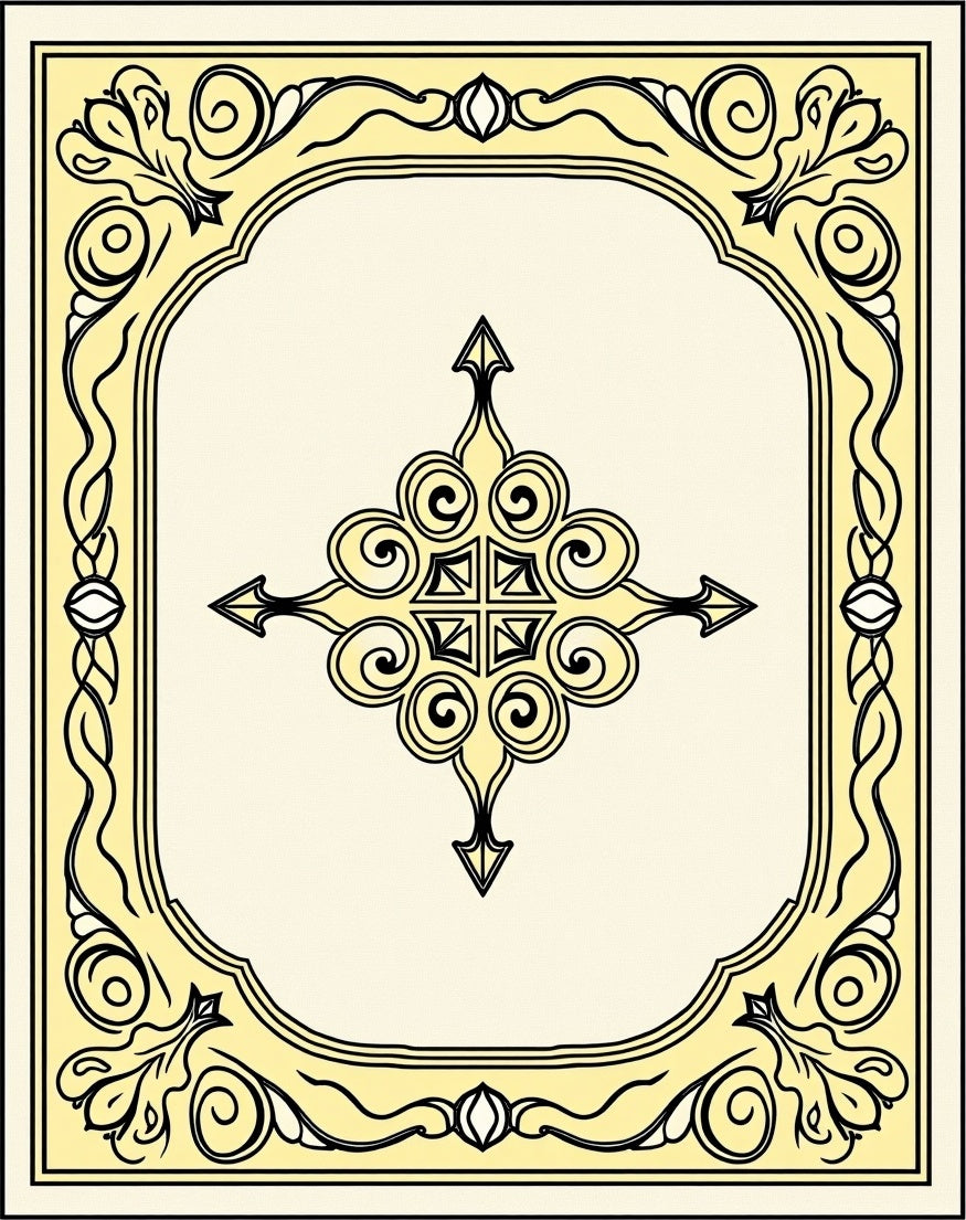 Yellow Ornate Medallion Scroll Rug