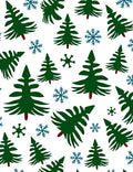 Green Pine Snowflakes Winter Collection Rug