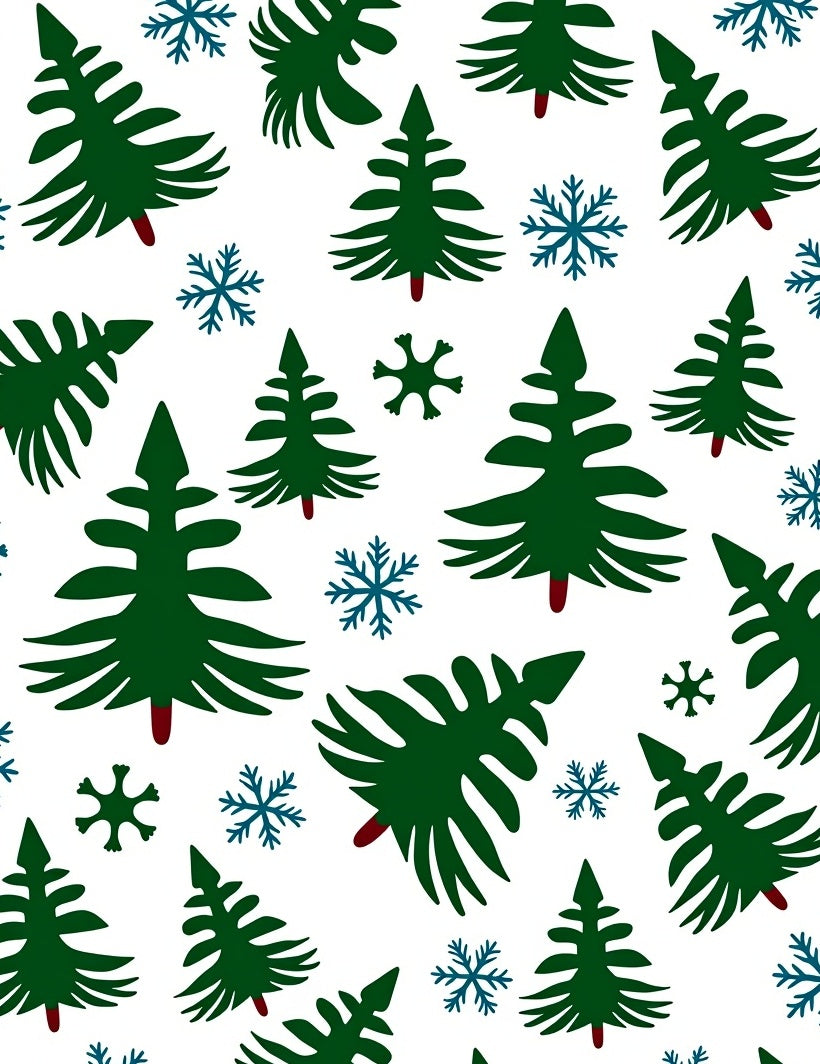 Green Pine Snowflakes Winter Collection Rug