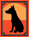Black Dog Silhouette Sunset Frame Rug