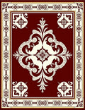 Crimson Ivory Filigree Scroll Border Rug