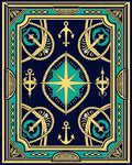 Nautical Navy Gold Teal Compass Rose Rug