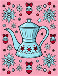 Pink Retro Coffee Pot Starburst Ornament Rug