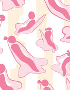 Playful Pink Abstract Organic Shapes Rug