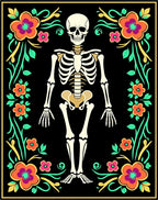 Black Skeleton Floral Frame Rug