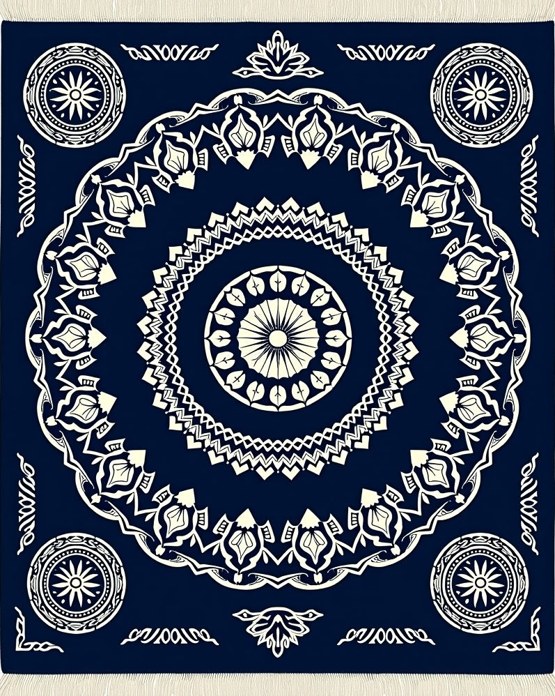 Midnight Blue Intricate Medallion Rug