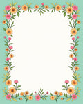 Springtime Pink Yellow Floral Border Rug