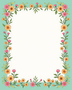 Springtime Pink Yellow Floral Border Rug