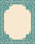 Teal Scroll Border Cream Rug