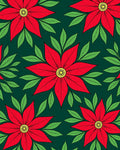 Crimson Poppies Green Leaves Rug