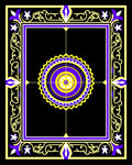 Bold Purple Yellow Sunburst Medallion Rug