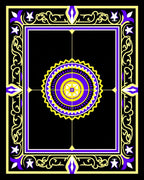 Bold Purple Yellow Sunburst Medallion Rug
