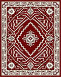 Deep Red Geometric Medallion Rug