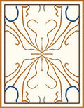 Cream Brown Blue Symmetrical Floral Vine Rug