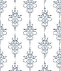 Ornate Blue Scrollwork Damask Rug