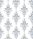 Ornate Blue Scrollwork Damask Rug
