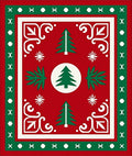 Festive Red Green Christmas Trees Rug