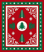 Festive Red Green Christmas Trees Rug