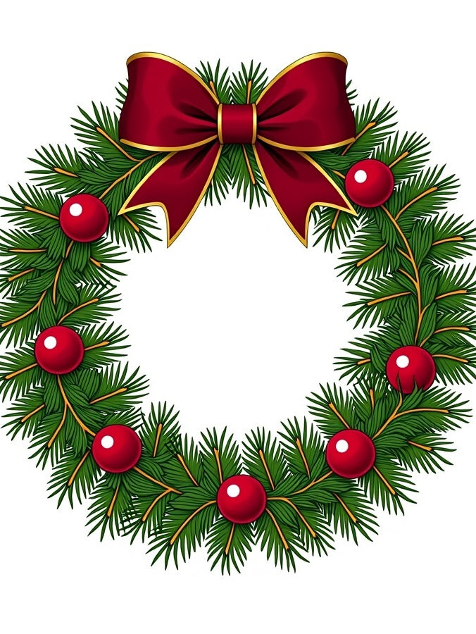 Festive Green Fir Bow Ornaments Rug