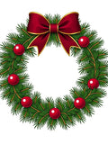 Festive Green Fir Bow Ornaments Rug
