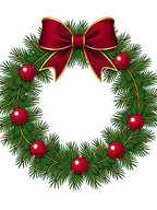 Festive Green Fir Bow Ornaments Rug