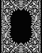 White Vine and Leaf Border Medallion Rug