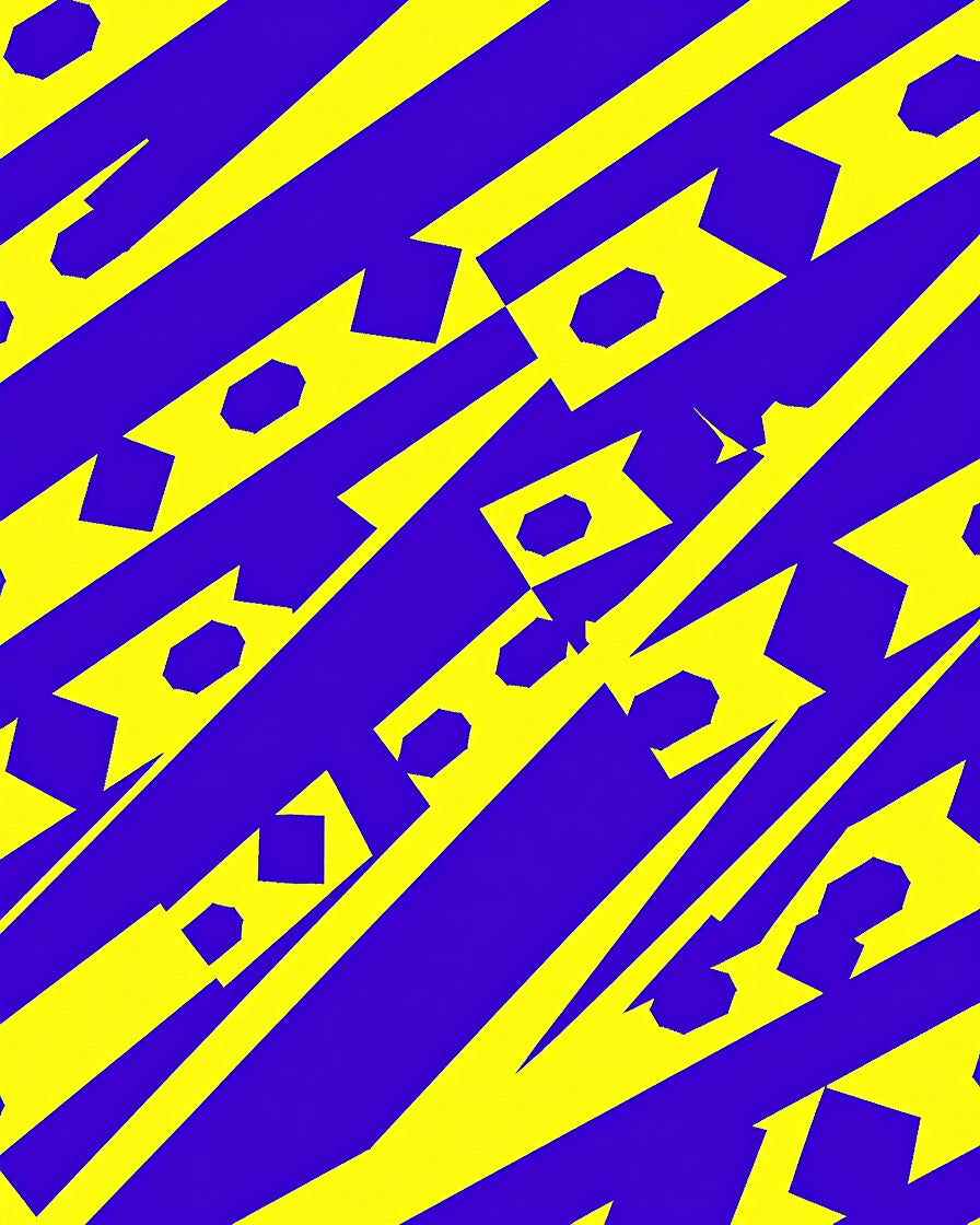 Electric Blue Yellow Jagged Stripes Rug