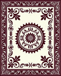 Crimson Sunburst Centerpiece Ornate Rug