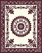 Crimson Sunburst Centerpiece Ornate Rug