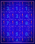 Vibrant Neon Blue Digital Grid Rug