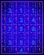 Vibrant Neon Blue Digital Grid Rug