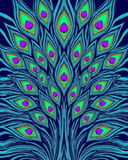 Vibrant Peacock Feather Swirl Rug