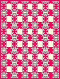 Vibrant Pink Black White Grid Rug