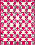 Vibrant Pink Black White Grid Rug