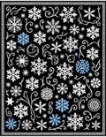 Black White Blue Snowflakes Scrollwork Rug