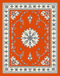 Orange Botanical Floral Medallion Rug